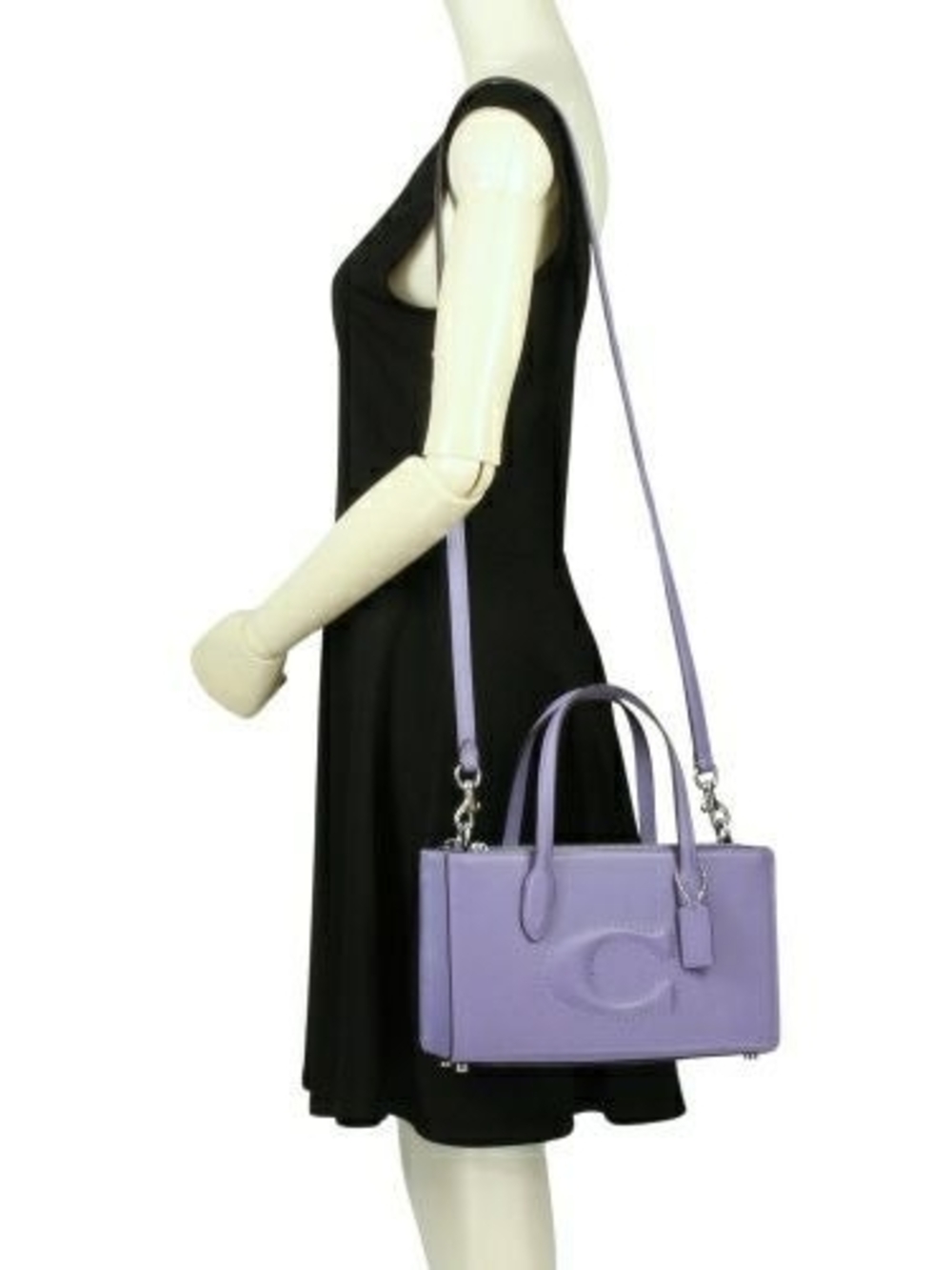 Coach Lavender Leather Satchel with Embossed 'C' - Picture 7 of 8